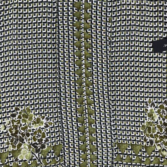 Liverpool Double Layer Geo Floral Mix Blouse Women’s Small Green Black White NWT - Picture 4 of 8